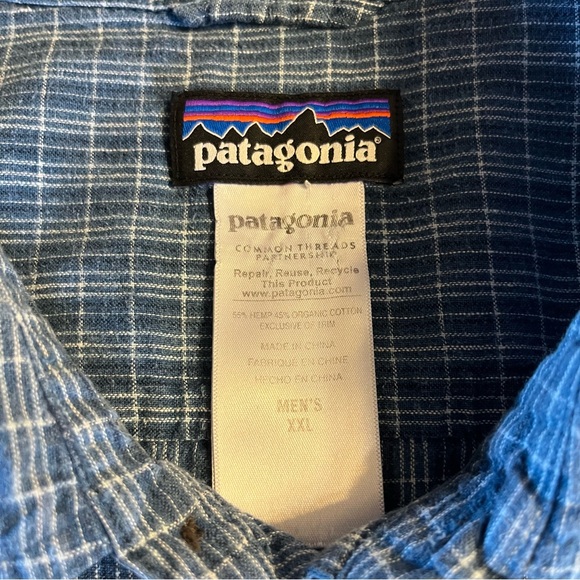 Patagonia w/Grey Checked S/S Button Down Two Pocket Shirt Men's Big and Tall XXL - Picture 10 of 10